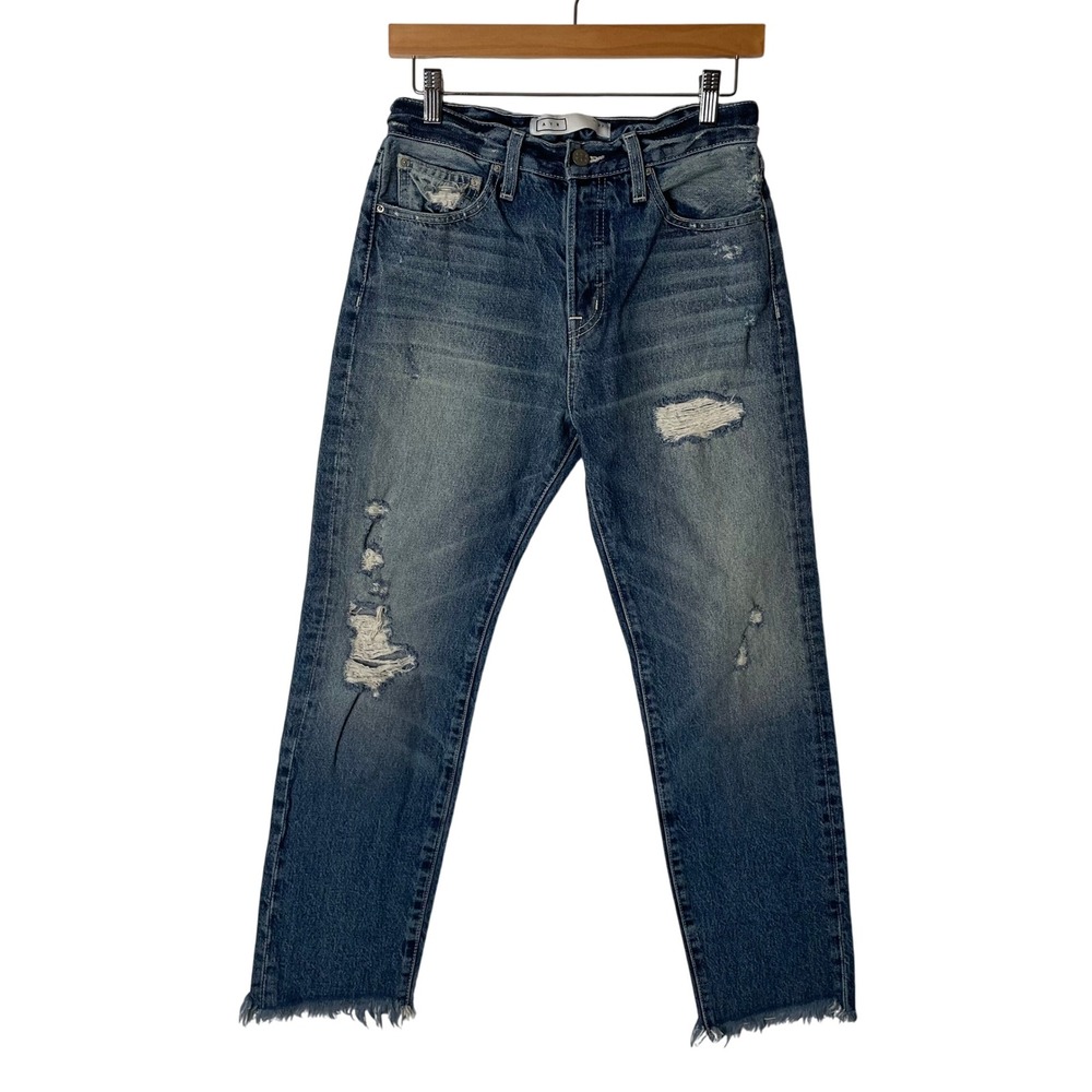 AYR Jeans Distressed Medium Wash Button Fly Fray Hem Women's 27 Grunge‎ Normcore